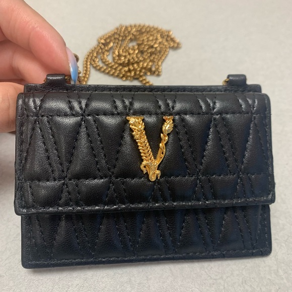 Sold ‼️‼️Versace Virtrus Nappa Leather Card Holder with Sling♥️ - Picture 5 of 17